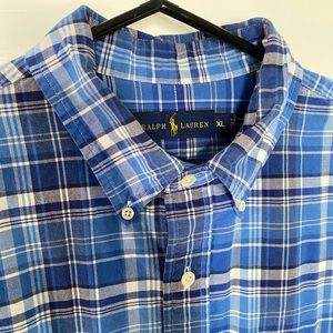 Men’s Ralph Lauren Broadcloth Plaid Shirt, Size XL